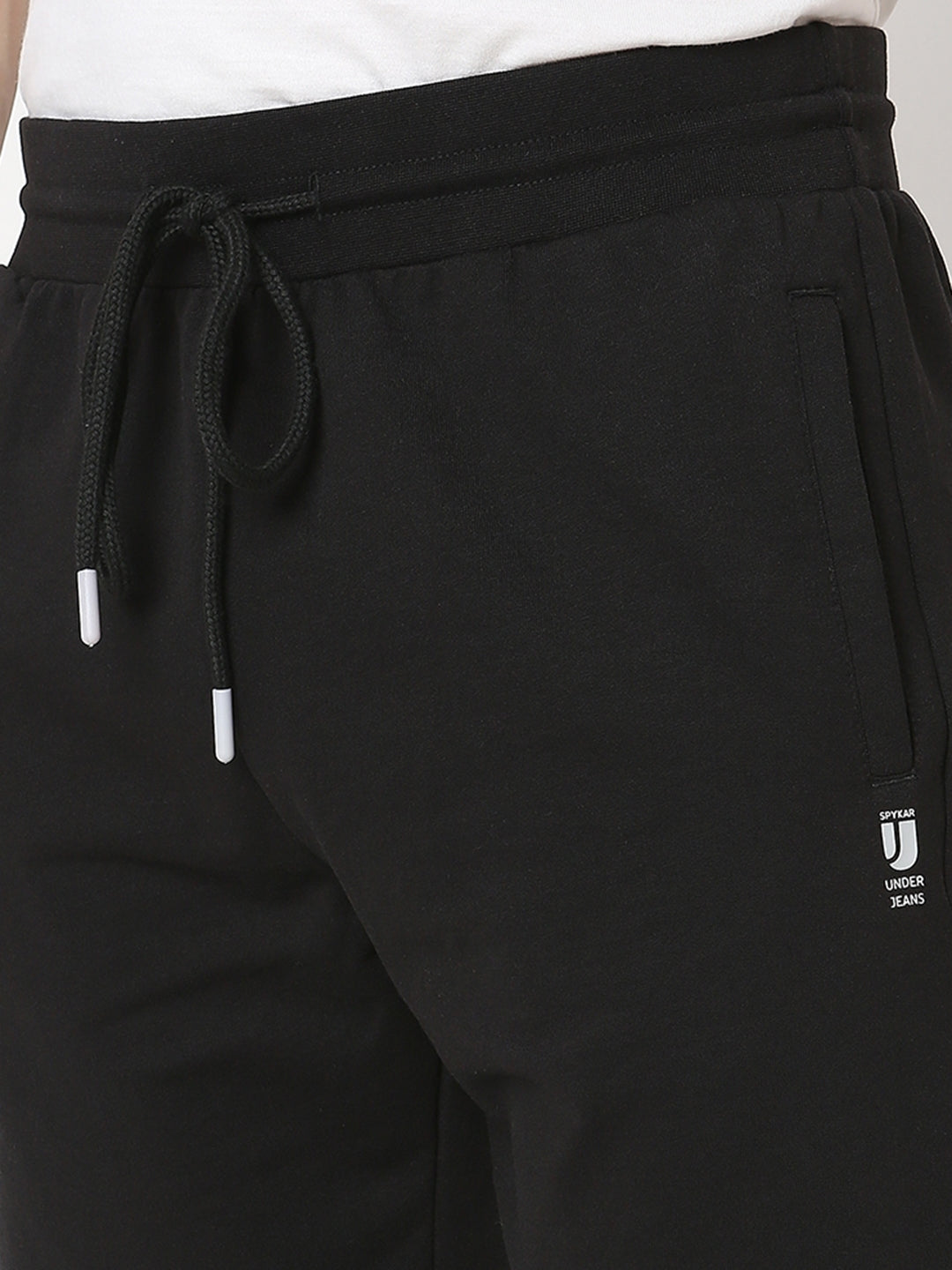 Underjeans by Spykar Men Premium Knitted Black Shorts