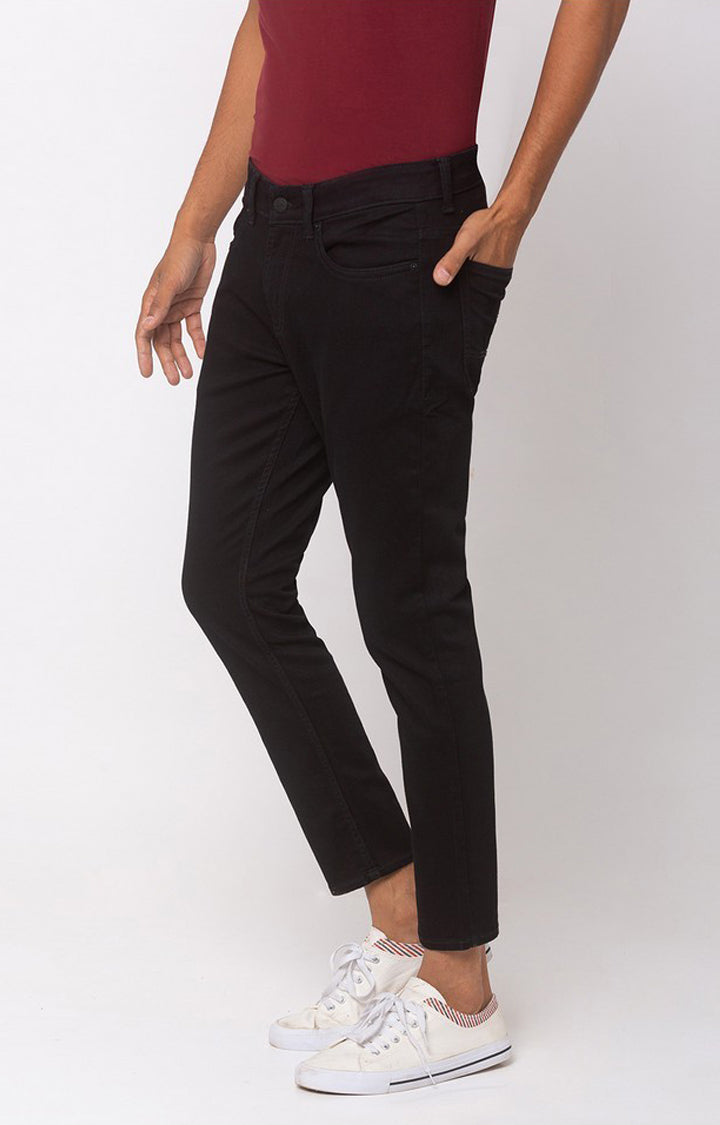 Spykar Black Cotton Stretch Slim Fit Tapered Length Jeans (Kano)