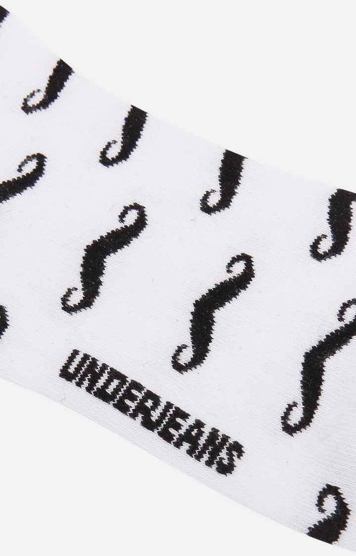 Men Premium White Ankle Length (Non Terry) Single Pair Of Socks- Underjeans By Spykar