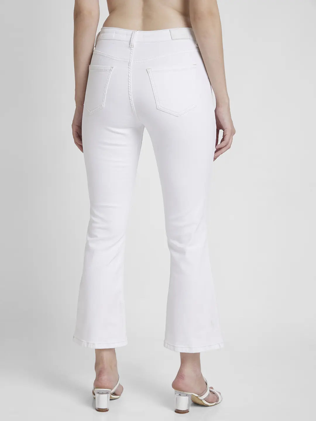 Spykar Women White Lycra Bootcut Fit Ankle Length Clean Look Jeans -(Elissa)