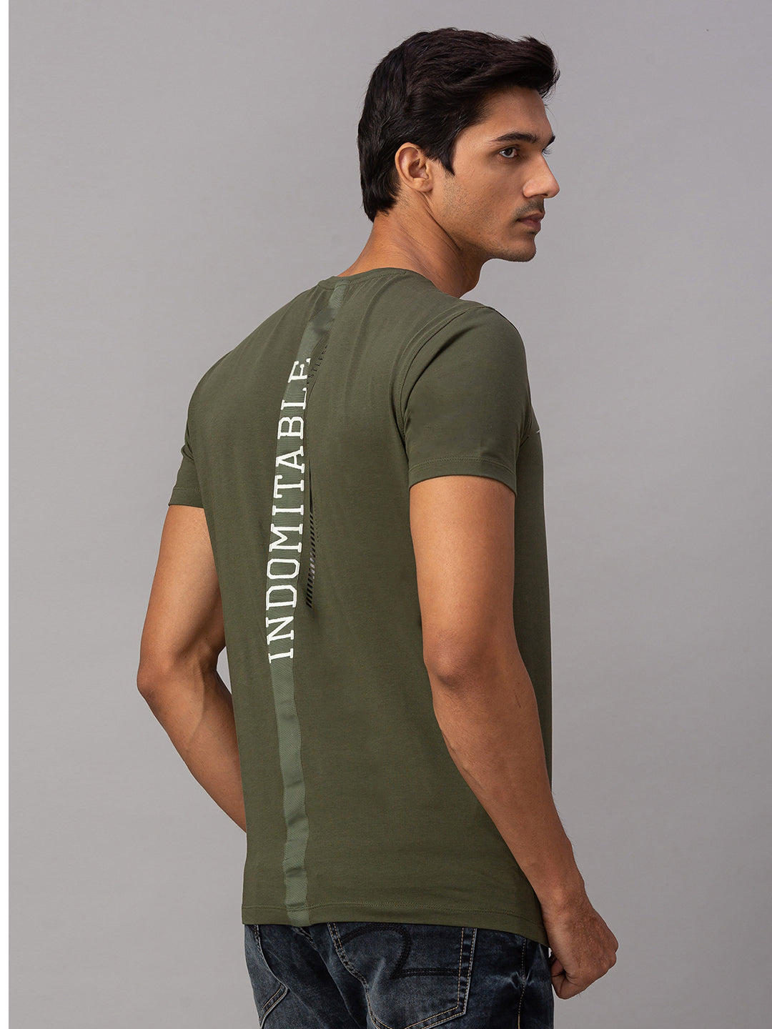 Spykar Men Green Cotton Slim Fit T-Shirt (Slim)