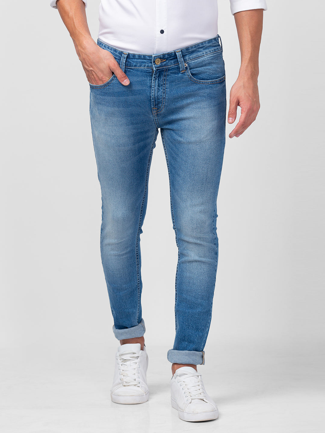 Light Blue Destroyed Slim Fit Denim B62 Streetwear Denim Jeans |  Sneakerjeans