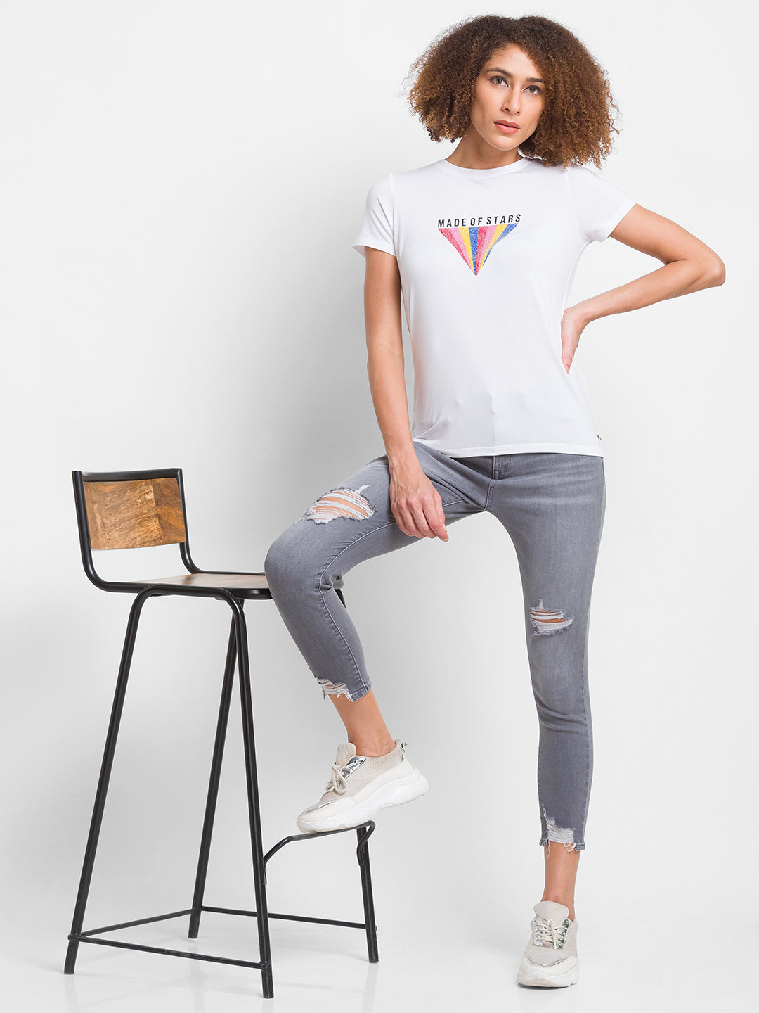 Spykar Light Grey Lycra Super Skinny Ankle Length Jeans For Women (Alexa)