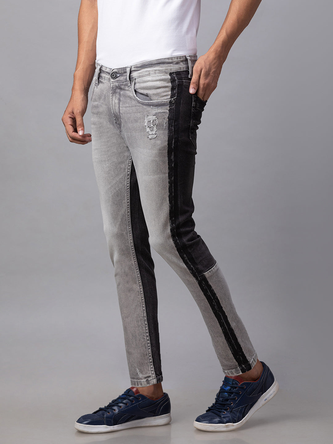 Spykar Men Grey Cotton Slim Fit Tapered Length Jeans (Kano)