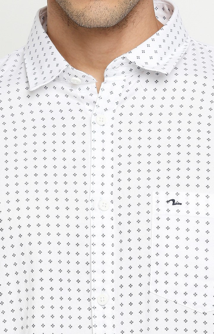 Spykar Men White Slim Fit Full Sleeve Checkered Shirt