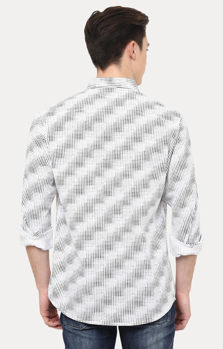 Spykar Men'S White Cotton Printed Casual Shirts