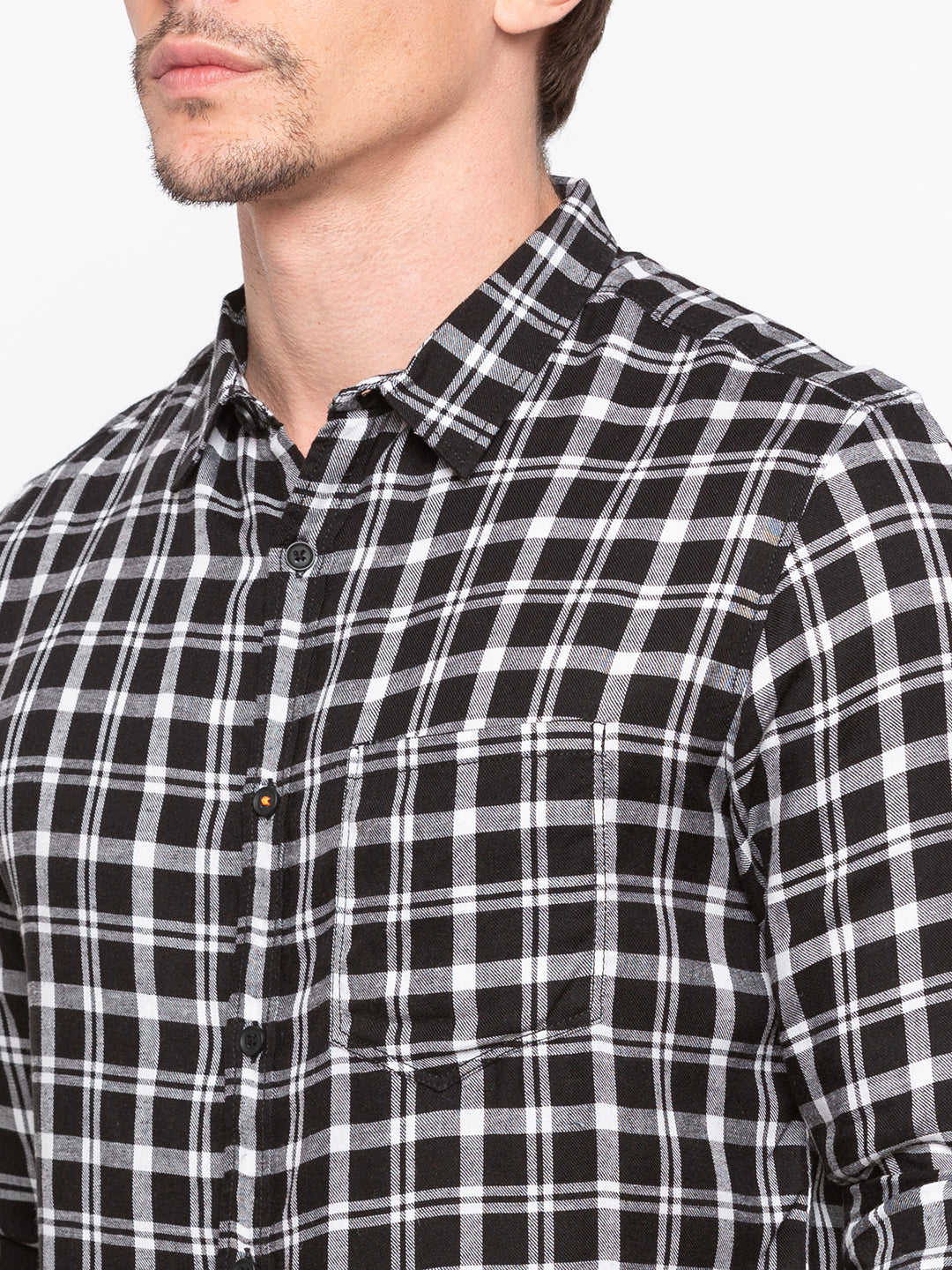 Spykar Men Black Checked Slim Fit Casual Shirt