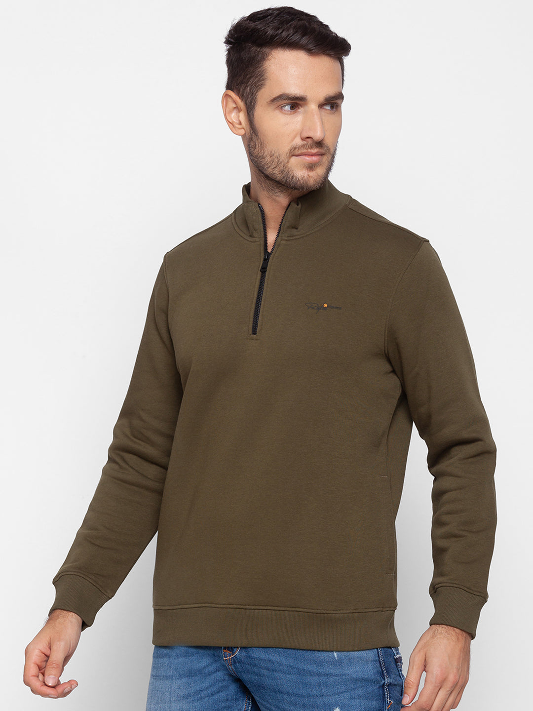 Spykar Green Cotton Sweatshirt For Men