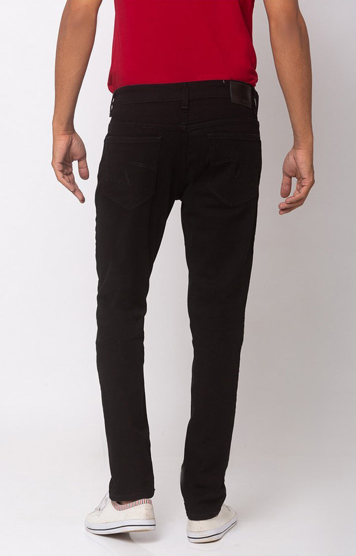 Spykar Black Cotton Stretch Slim Fit Narrow Length Jeans (Skinny)