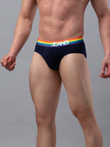 Men Premium Cotton Blend Navy-Multi Brief - (Pack Of 2)- Underjeans By Spykar