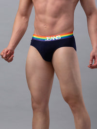 Men Premium Cotton Blend Navy-Multi Brief - (Pack Of 2)- Underjeans By Spykar
