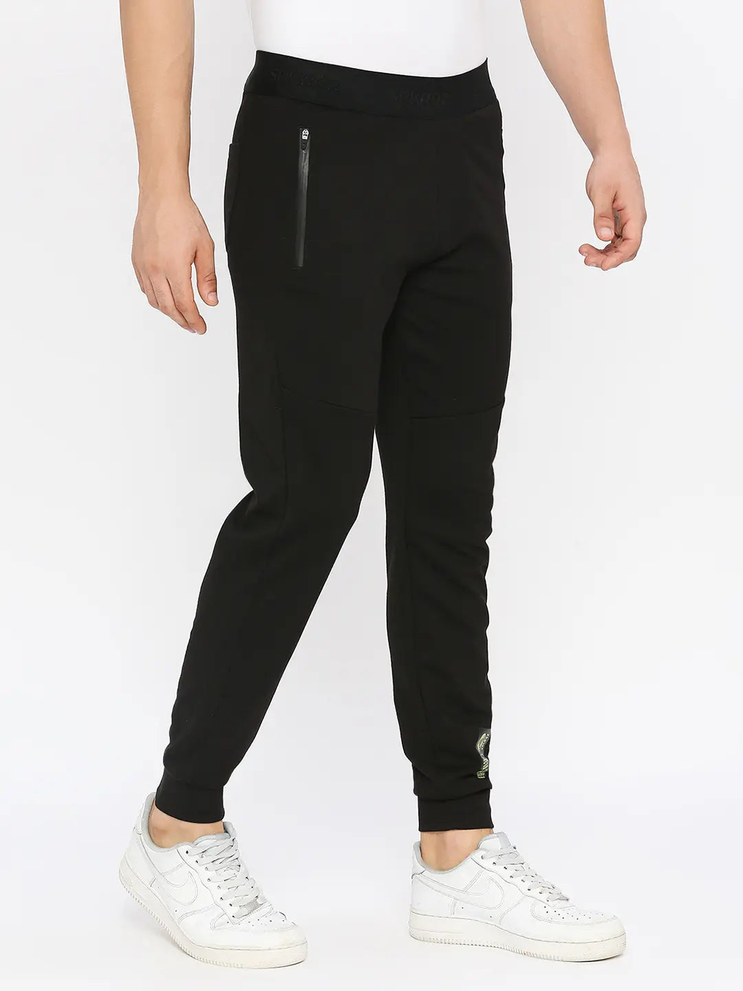 Buy Spykar Men Black Blended Regular Fit Mid Rise Joggers Trackpant Online