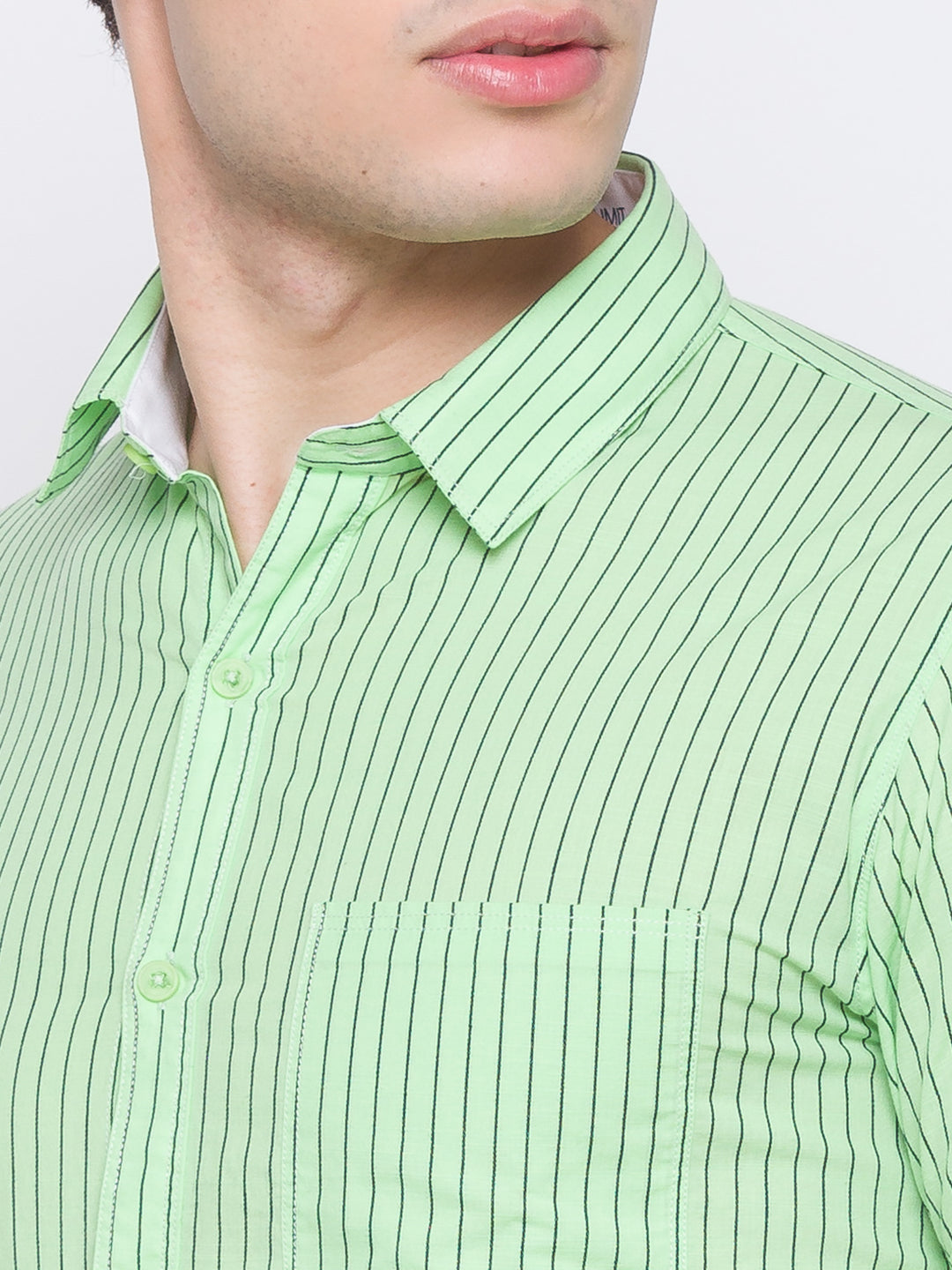 Spykar Slim Fit Green Cotton Men Shirt