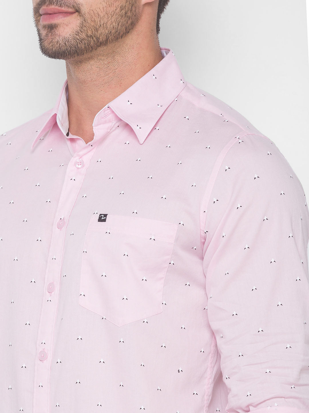 Spykar Slim Fit Men Baby Pink Cotton Shirts (Uniqlo)