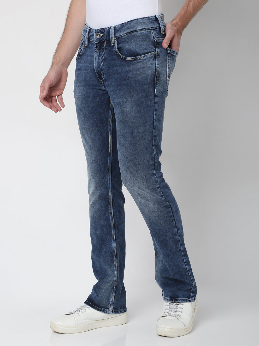 Spykar Men Blue Cotton Bootcut Fit Regular Length Jeans (Rafter)