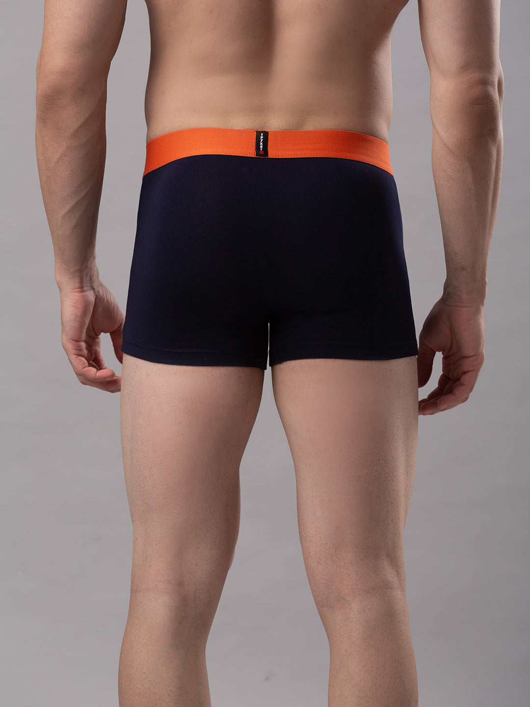 Men Premium Navy-Orange Cotton Blend Trunk- Underjeans By Spykar