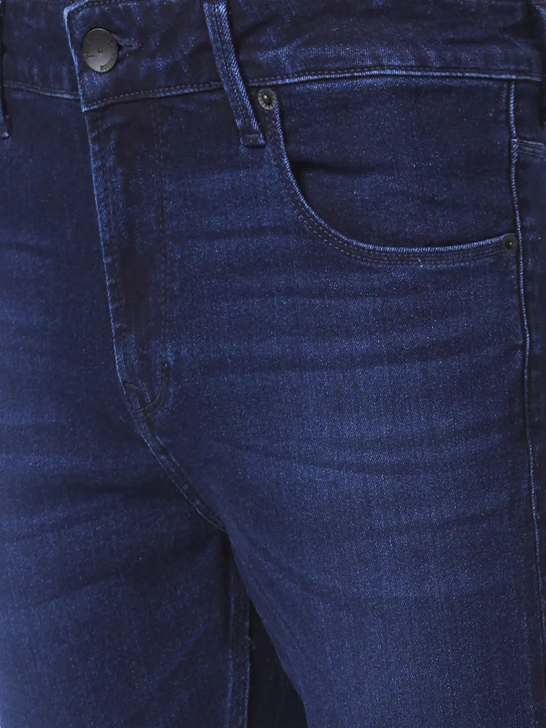 Spykar Men Dark Blue Cotton Stretch Super Slim Fit Tapered Length Clean Look Low Rise Jeans (Super Skinny)
