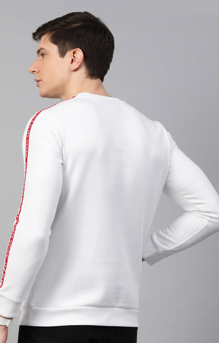 Underjeans By Spykar Men White Solid Round Neck Sweatshirts