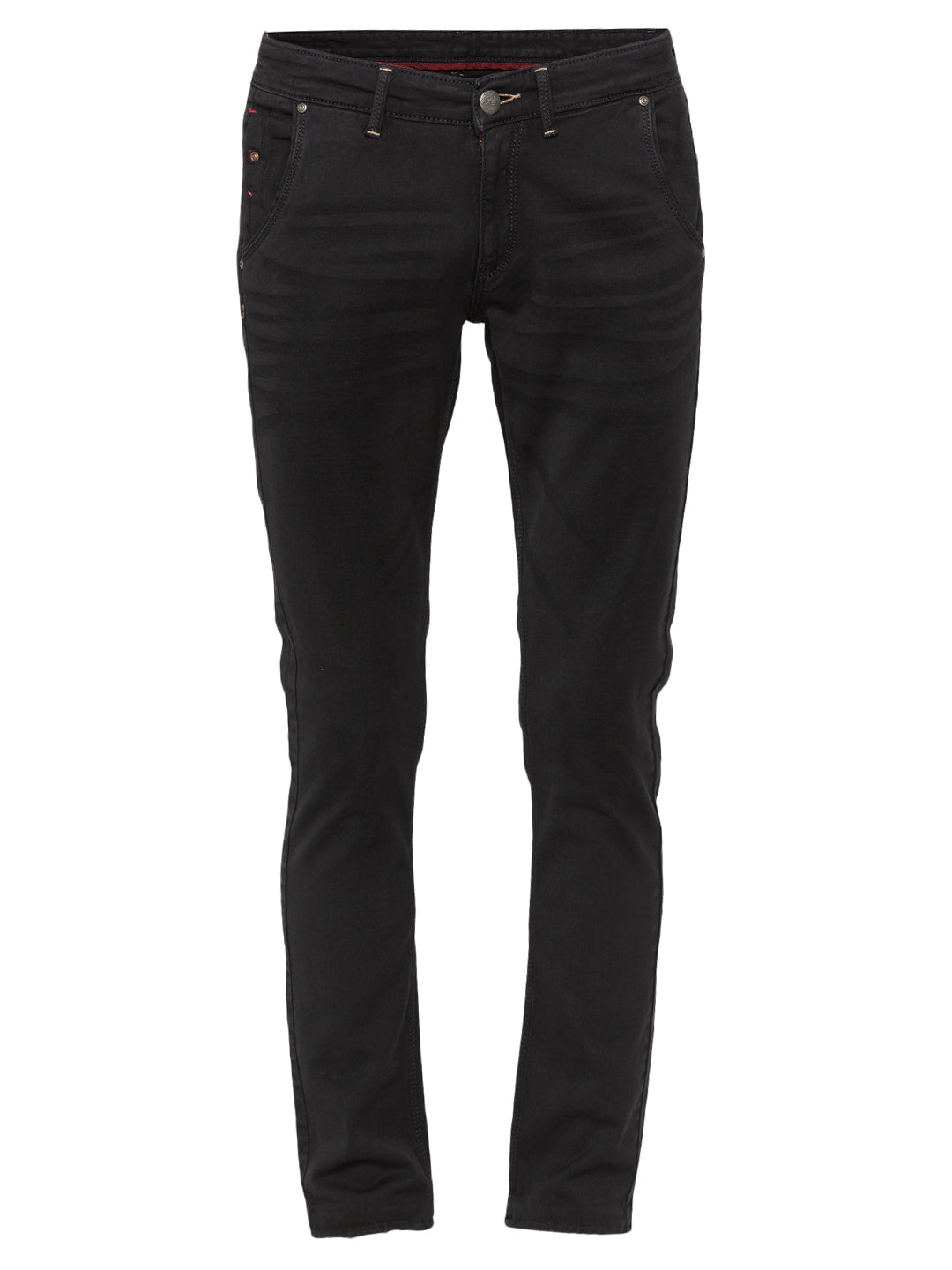 Spykar Men Black Cotton Regular Fit Regular Length Jeans (Actif)