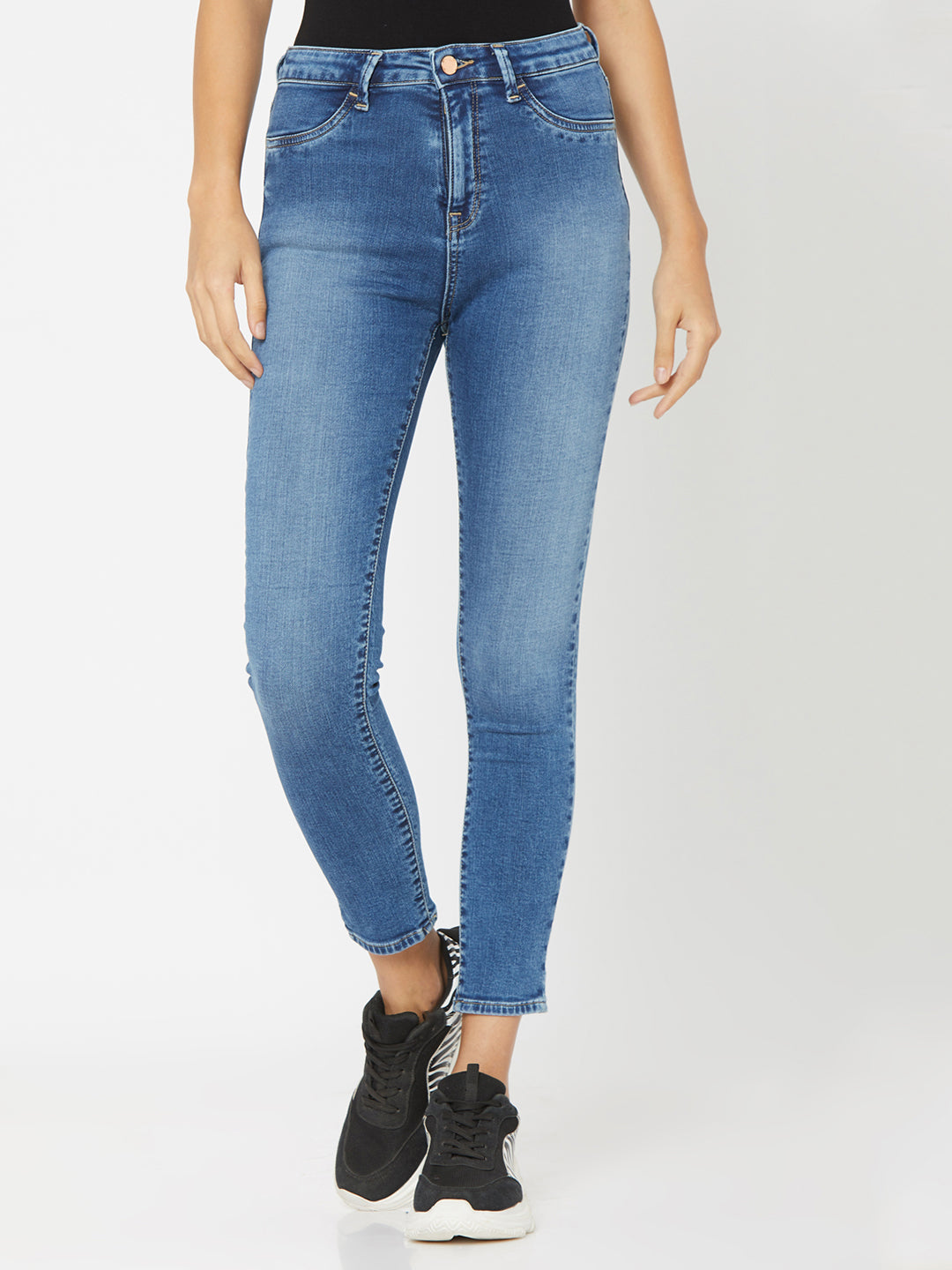 Spykar Women Blue Cotton Super Skinny Fit Ankle Length Jeans (Alexa)