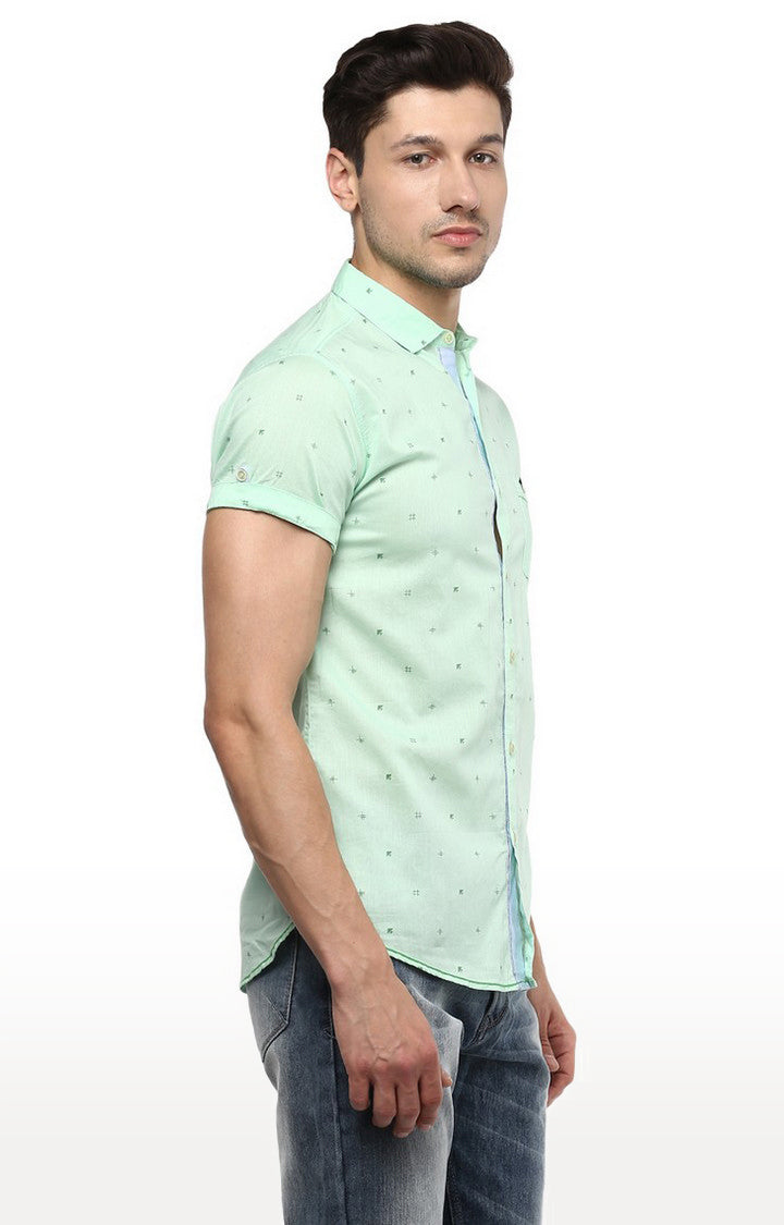 Spykar Men'S Green Cotton Printed Casual Shirts