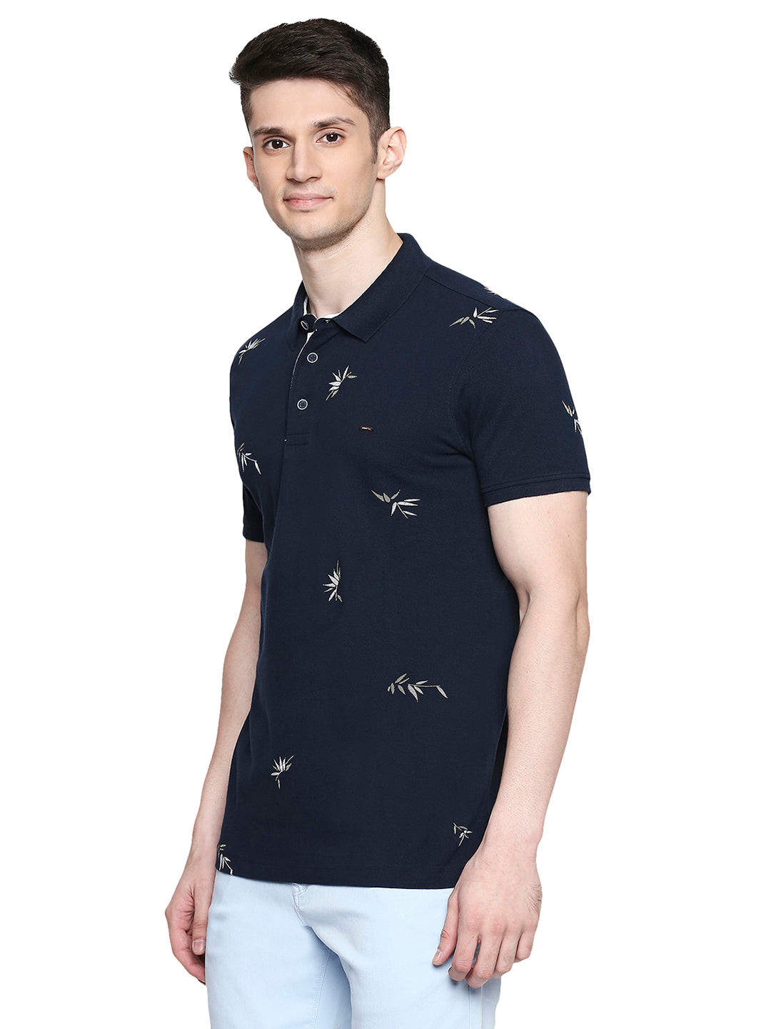 Spykar Blue Cotton Slim Fit T-Shirt For Men