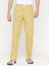 Men Premium Ochre Cotton Regular Fit Pyjama - Underjeans By Spykar