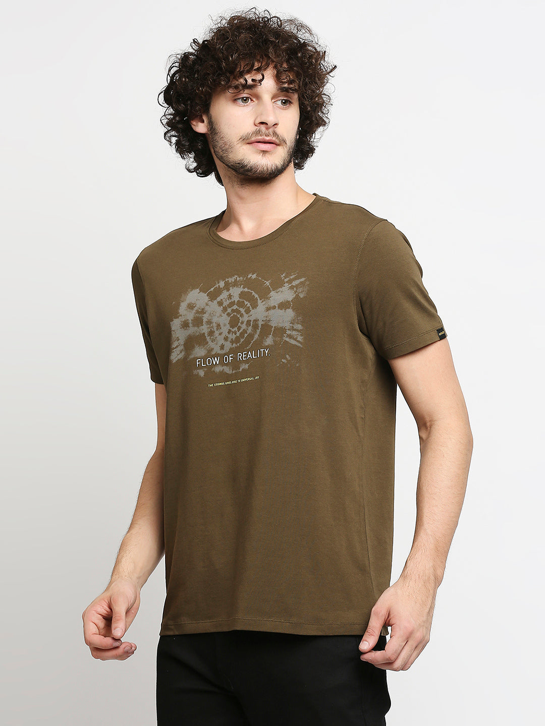 Spykar Men Green Cotton Slim Fit V-Neck T-Shirt