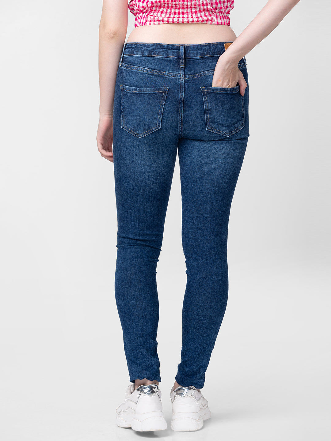 Spykar Women Mid Blue Cotton Skinny Fit Regular Length Jeans (Adora)