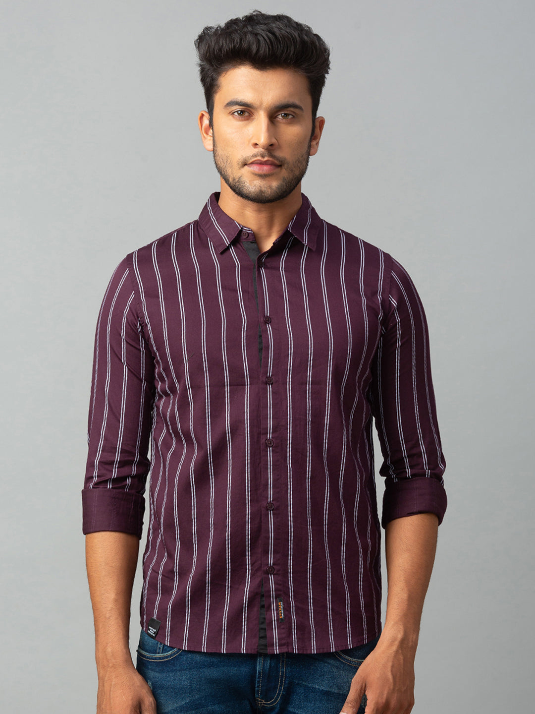 Spykar Men Red Cotton Slim Fit Shirt (Slim)