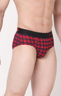 Blue-Check Cotton Brief For Men Premium- Underjeans By Spykar