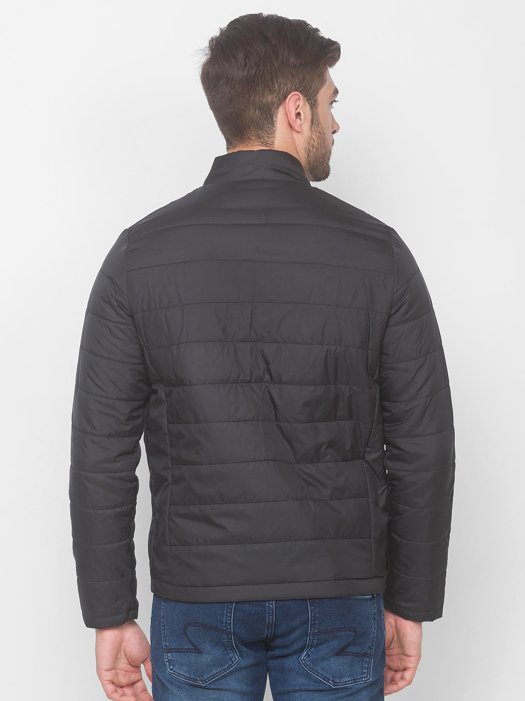 Spykar Black Polyester Men Front Open Jacket