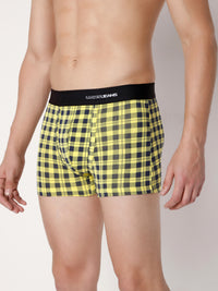 Men Premium Yellow Check Cotton Blend Trunk- Underjeans By Spykar