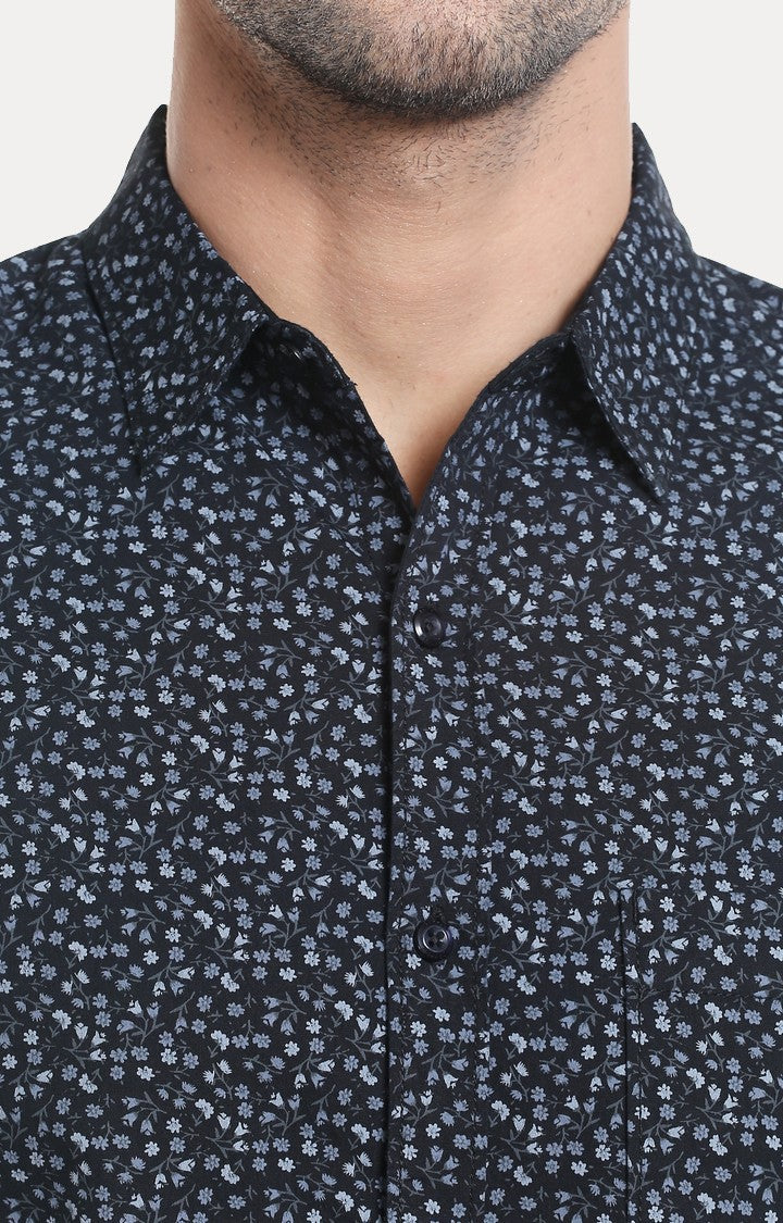 Spykar Men'S Grey Cotton Printed Casual Shirts