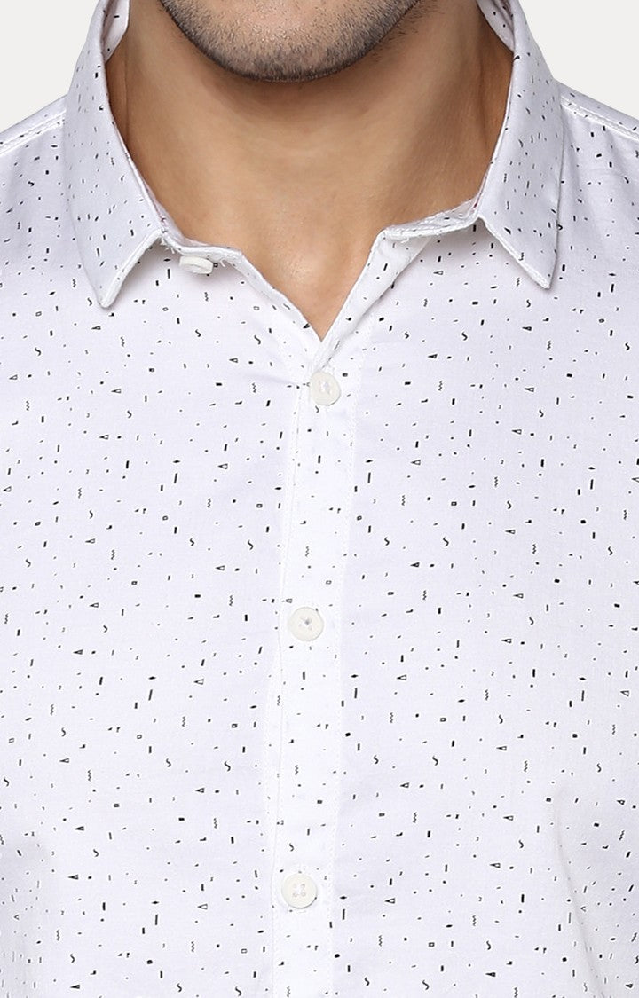 Spykar Men'S White Cotton Printed Casual Shirts