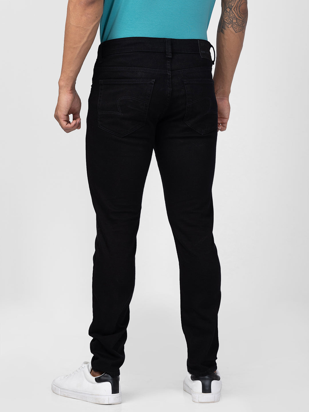 Spykar Men Black Cotton Super Slim Fit Ankle Length Jeans (Super Skinny )