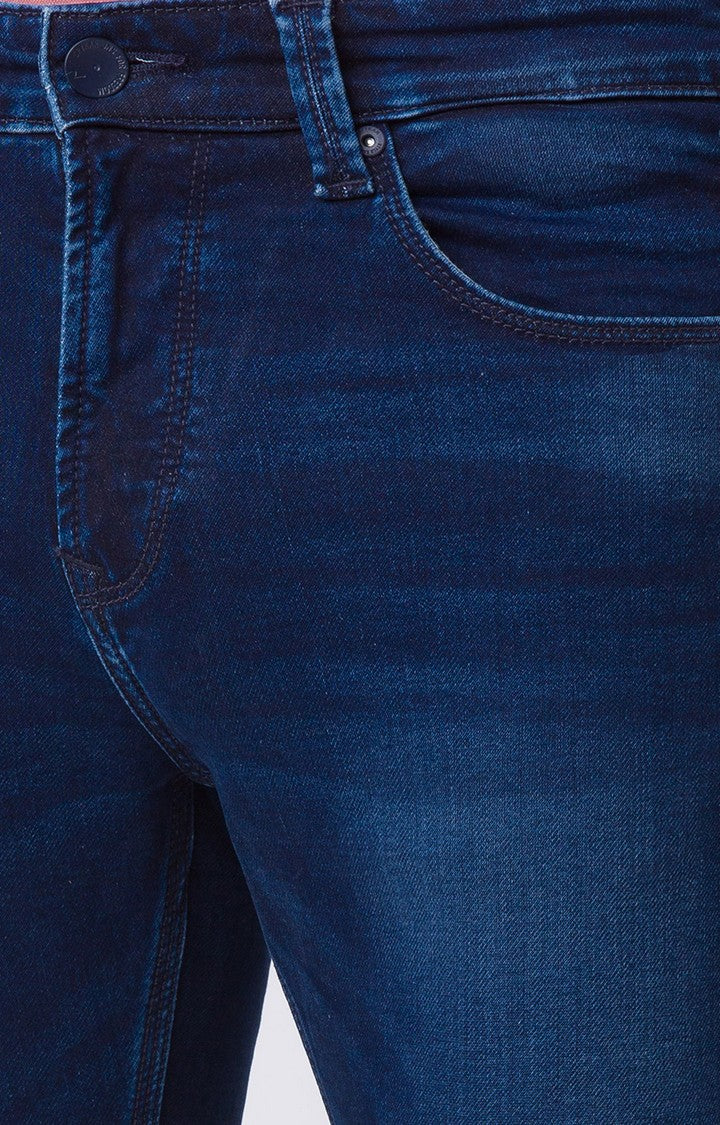 Spykar Blue Indigo Cotton Super Slim Fit Tapered Length Jeans For Men (Super Skinny)