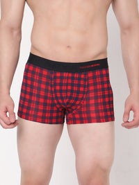 Men Premium Cotton Blend Blue-Check Trunk - (Pack Of 2)- Underjeans By Spykar