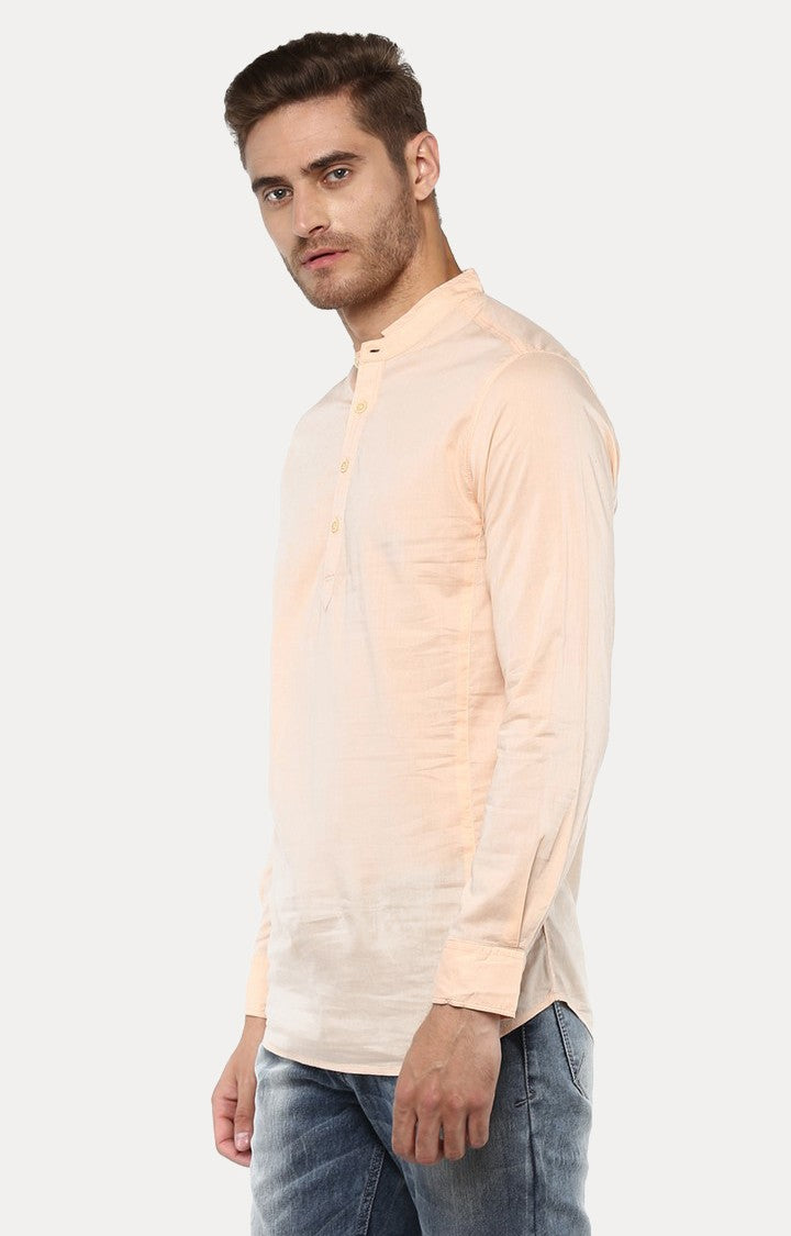 Spykar Men'S Orange Cotton Solid Casual Shirts