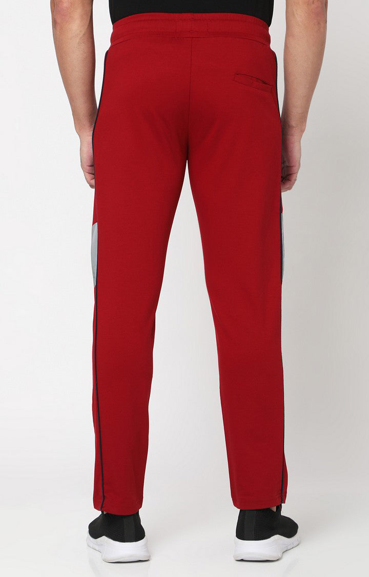 Spykar Men Deep Red Cotton Regular Fit Trackpant