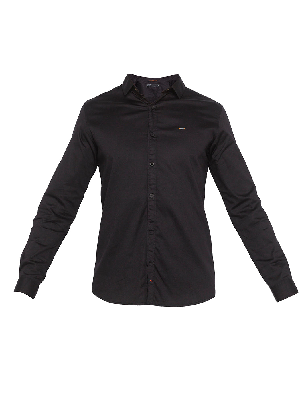 Spykar Slim Fit Men Black Solid Casual Shirt