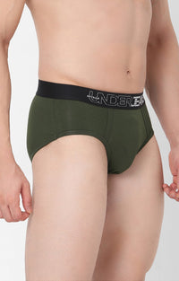 Olive Cotton Brief For Men Premium- Underjeans By Spykar