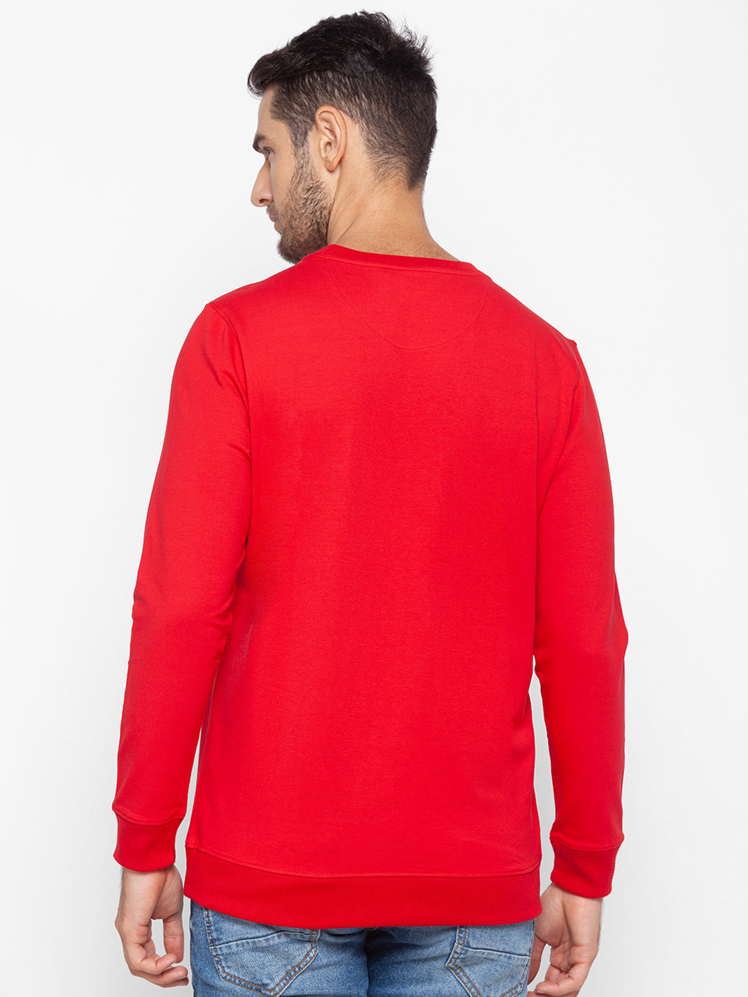 Spykar Red Cotton Sweatshirt For Men