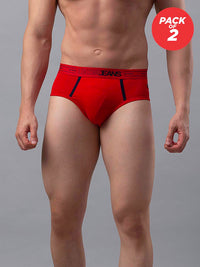 Men Premium Cotton Blend Red Brief - (Pack Of 2)- Underjeans By Spykar