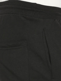 Men Premium Cotton Blend Black Trackpant- Underjeans By Spykar