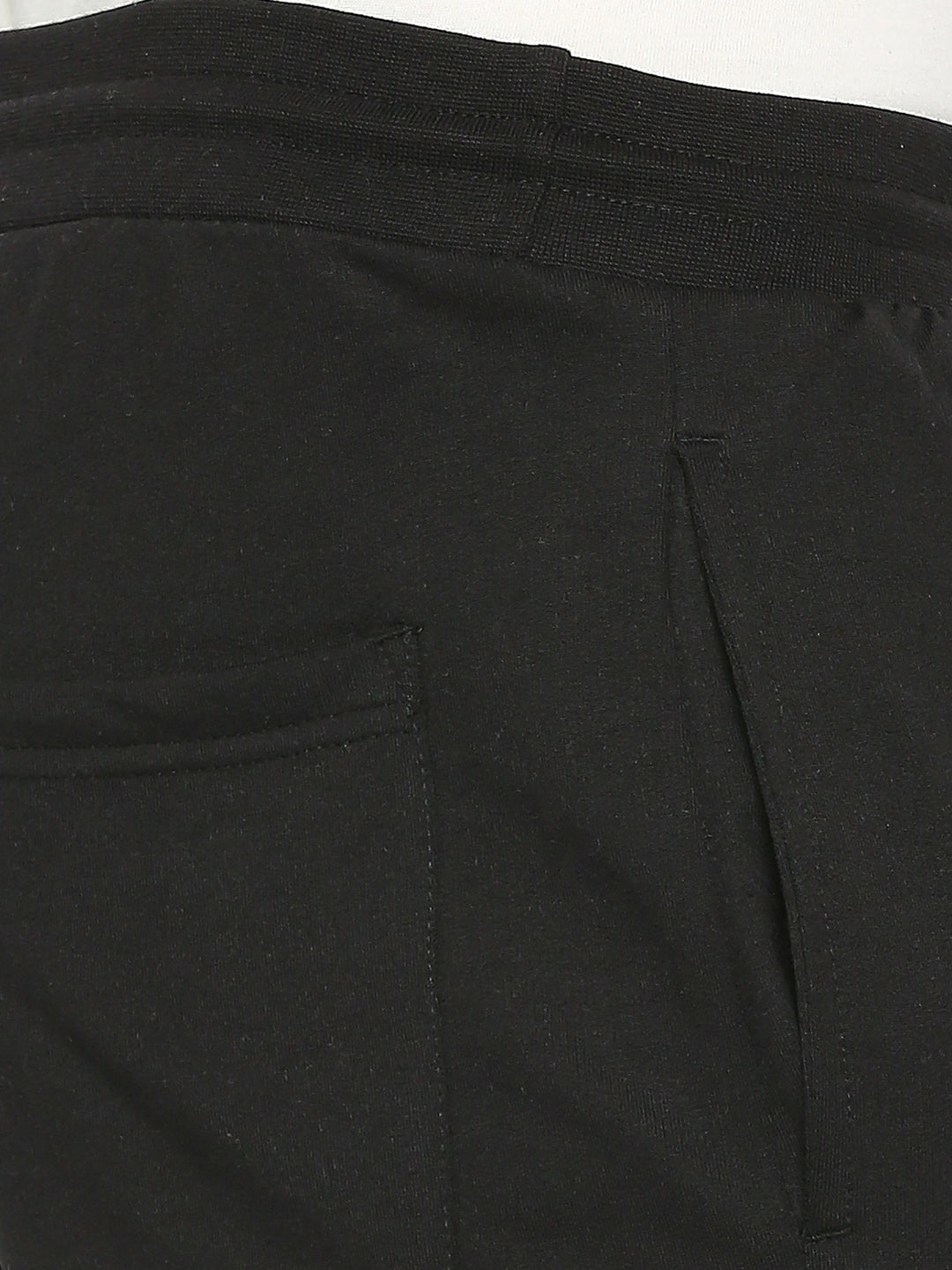 Men Premium Cotton Blend Black Trackpant- Underjeans By Spykar