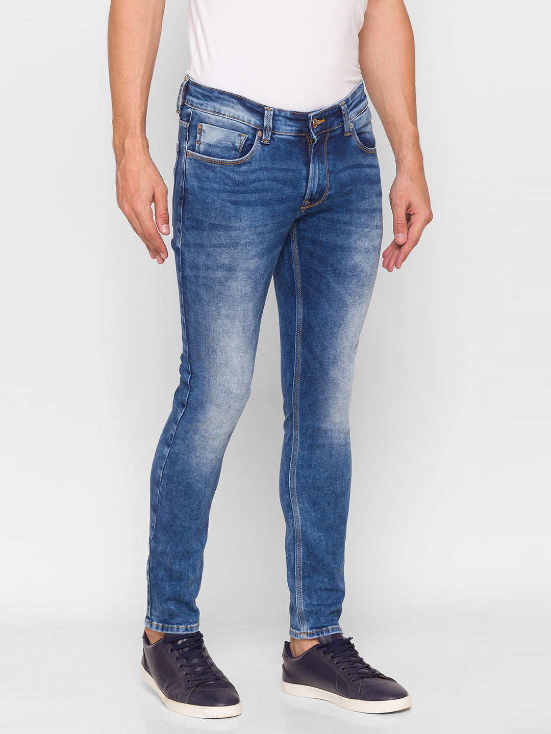 Spykar Blue Cotton Men Jeans (Super Skinny)