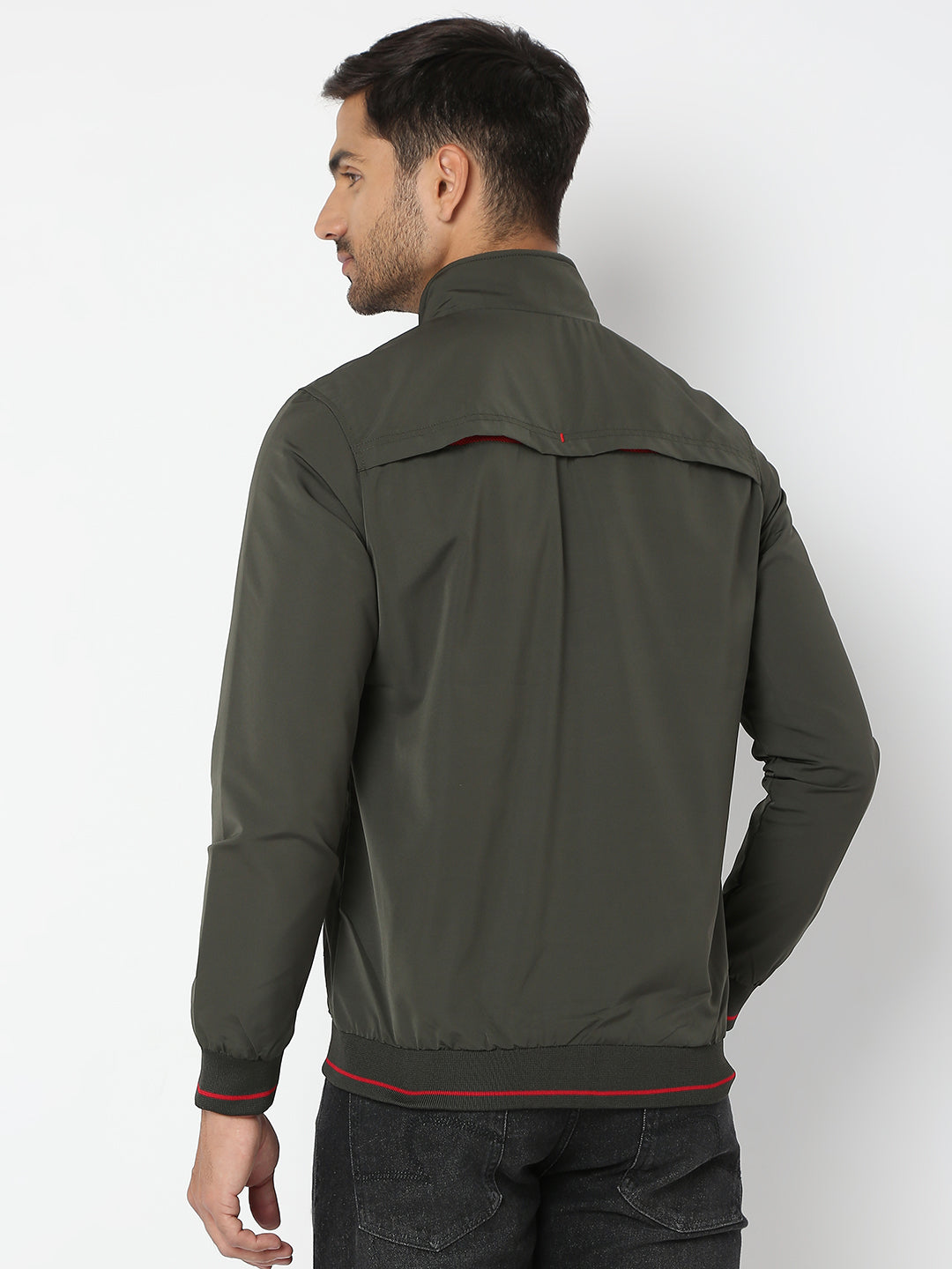 Spykar Men Olive Nylon Regular Fit Jacket