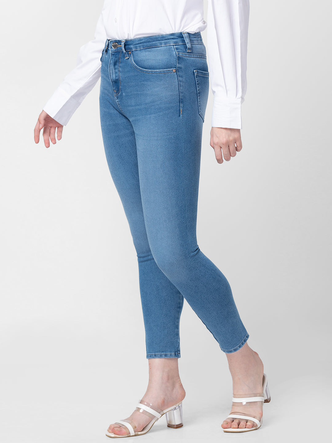 Spykar Women Light Blue Cotton Super Skinny Ankle Length Jeans (Alexa)