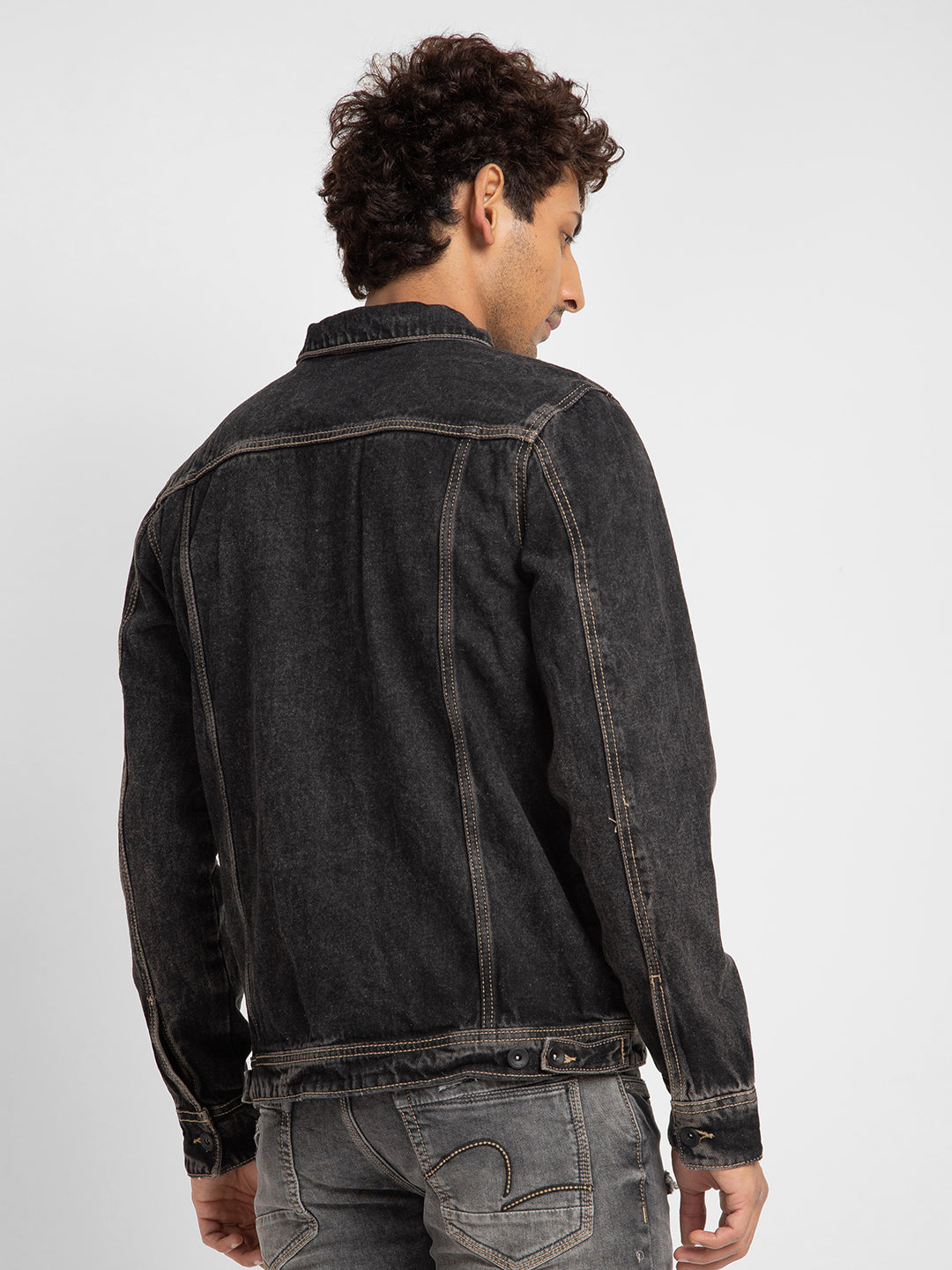 LONGBIDA Men's Casual Classic Denim Jacket Slim Fit Jean Coat(Black,Small)  at Amazon Men's Clothing store